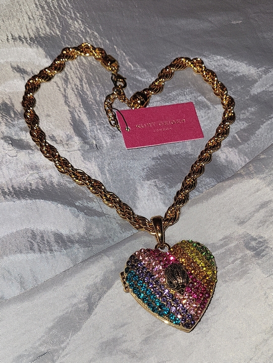 Betsey Johnson Jewelry - Betsey Johnson Gold-Tone Rainbow Crystal Heart Locket Necklace PL